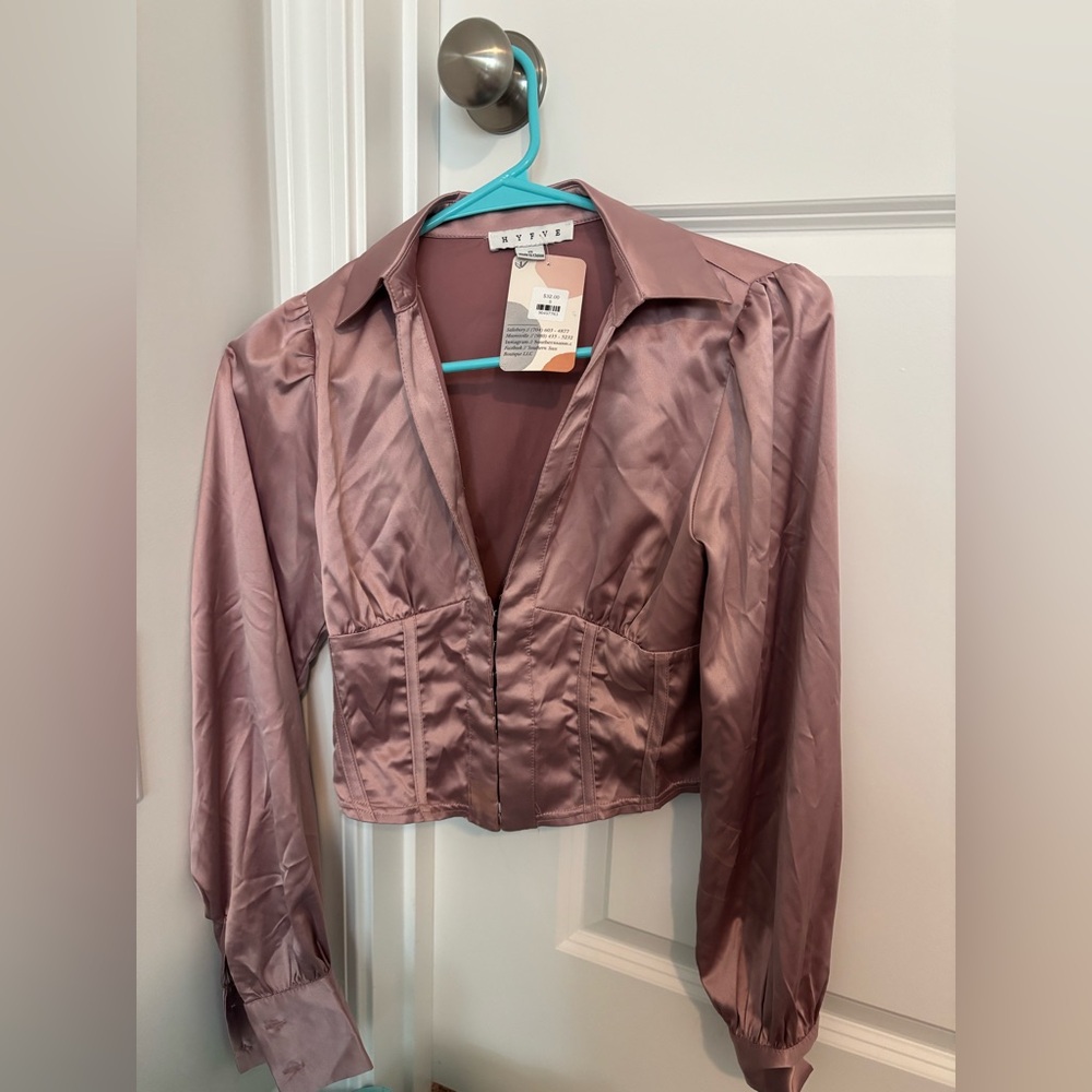 HYFVE Mauve Satin Crop Top